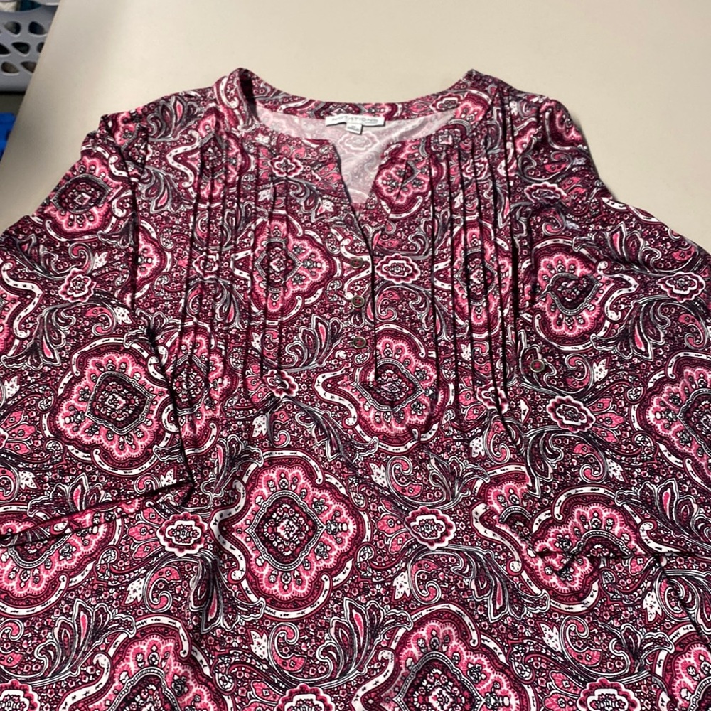 Pink on pink paisley pattern blouse